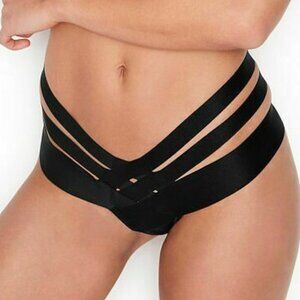 NWT Victoria's Secret Very Sexy Cheeky Strappy Cage Panty in Black, XL